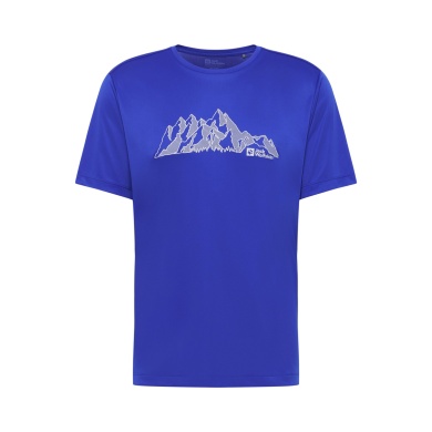 Jack Wolfskin Wander-Tshirt Peak Graphic (atmungsaktiv, schnelltrocknend) blau Herren