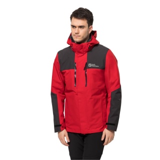 Jack Wolfskin Winterjacke Jasper 3in1 (wasser-winddicht, atmungsaktiv, warm) dunkelrot Herren