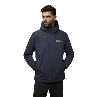 Jack Wolfskin Winterjacke Jasper 2025 (sehr wasser- und winddicht, atmungsaktiv) nachtblau/skyblau Herren
