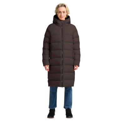 Jack Wolfskin Winter-Daunenmantel Frozen Palace Coat 2025 (winddicht, wasserabweisend) dunkelbraun Damen