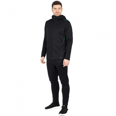 JAKO Freizeitanzug Challenge mit Kapuze (Jacke und Hose, sportiver Schnitt) schwarz/grün Herren