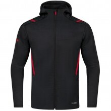 JAKO Freizeitjacke Challenge mit Kapuze (100% Polyester) schwarz/rot Jungen