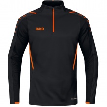 JAKO Langarmshirt Ziptop Challenge - Fleece-Innenseite, Zip-Reissverschluss - schwarz/orange Jungen