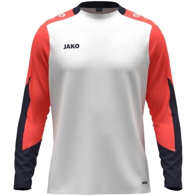 JAKO Sport-Langarmshirt Dynamic (Polyester-Eyelet) weiss/coralrot/marineblau Kinder