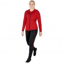JAKO Trainingsanzug Challenge mit Kapuze (Jacke und Hose) rot/schwarz Damen