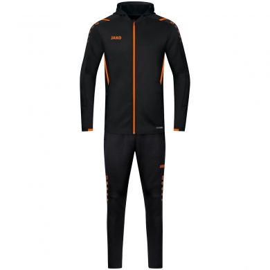 JAKO Trainingsanzug Challenge mit Kapuze (Jacke und Hose) schwarz/orange Jungen