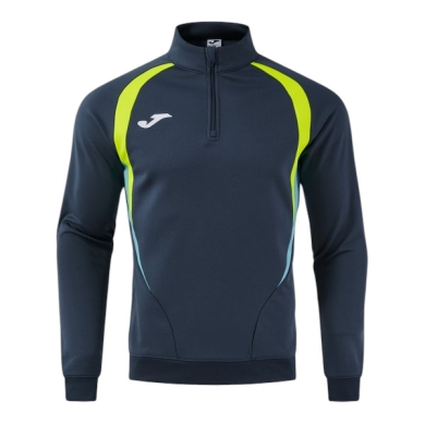 Joma Langarmshirt Championship 20 Sweatshirt (1/4 Zip, bequem, rec. Polyester) marineblau/neongelb Herren