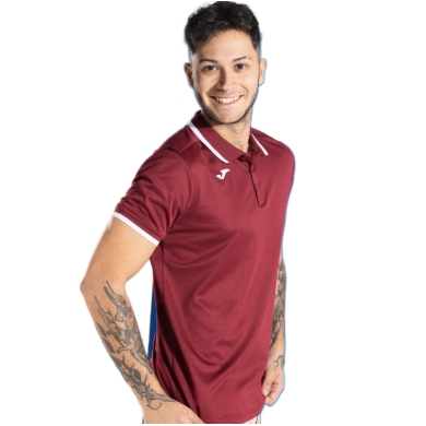 Joma Sport-Polo Combi Premium (komfortable Passform, atmungsaktiv) bordeauxrot/weiss Herren