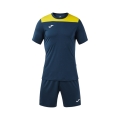Joma Trainingsanzug (kurze Hose und kurzarm Shirt) Phoenix III Set navyblau/gelb Herren
