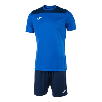 Joma Trainingsanzug (kurze Hose und kurzarm Shirt) Phoenix III Set royalblau/navyblau Herren