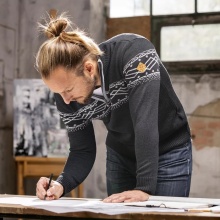 Kama Sweater Pullover 4060 Half Zip (Merinowolle, warm) graphitgrau Herren