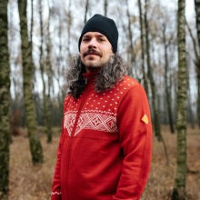 Kama Sweater Pullover 4065 Full Zip (Merinowolle) rot Herren