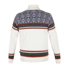 Kama Sweater Pullover 4097 Half Zip mit Nordischen Muster (Merinowolle, sehr warm) weiss Herren