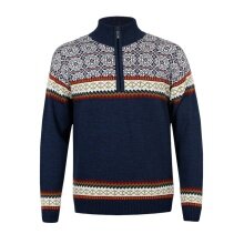 Kama Sweater Pullover 4097 Half Zip mit Nordischen Muster (Merinowolle, sehr warm) navyblau Herren