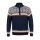 Kama Sweater Pullover 4097 Half Zip mit Nordischen Muster (Merinowolle, sehr warm) navyblau Herren