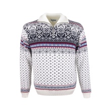 Kama Sweater Pullover 471 Half Zip mit Wintermotiv (Merinowolle-Mischung) weiss Herren