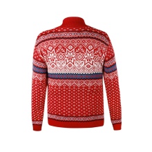 Kama Sweater Pullover 471 Half Zip mit Wintermotiv (Merinowolle-Mischung) rot Herren