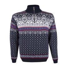 Kama Sweater Pullover 471 Half Zip mit Wintermotiv (Merinowolle-Mischung) navyblau Herren