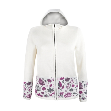 Kama Kapuzenpullover 5050 Full Zip (Merinowolle-Mischung, winddicht, atmungsaktiv) weiss Damen