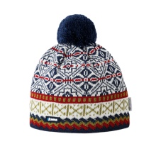 Kama Strickmütze (Bommel) AW76 Merino (winddicht) - navyblau/weiss/rot - 1 Stück