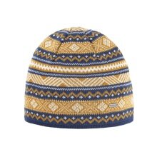 Kama Strickmütze (Beanie) A174 Merino - Damen hellblau/weiss/gelb - 1 Stück
