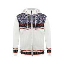 Kama Sweater Pullover 3097 Full Zip mit Nordischen Muster (Kapuze, winddicht) weiss Herren