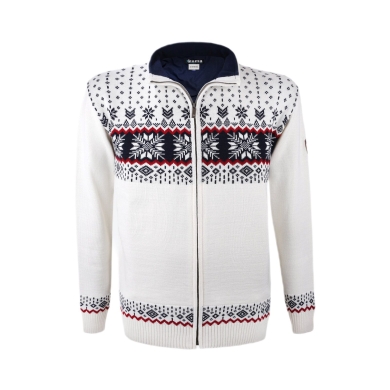 Kama Sweater Pullover 3054 Full Zip aus Merinowolle (Strickmaterial, winddicht) weiss Herren