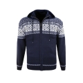 Kama Sweater Pullover 3064 Full Zip aus Merinowolle (mit Kapuze, winddicht) dunkelblau Herren