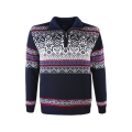 Kama Sweater Pullover 3371 Half Zip mit Nordischen Muster (warm, winddicht) dunkelblau Herren