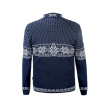 Kama Sweater Pullover 4053 Half Zip mit Nordischen Muster (Merinowolle) dunkelblau Herren