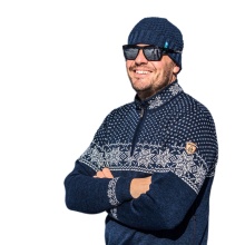 Kama Sweater Pullover 4053 Half Zip mit Nordischen Muster (Merinowolle) schwarz Herren