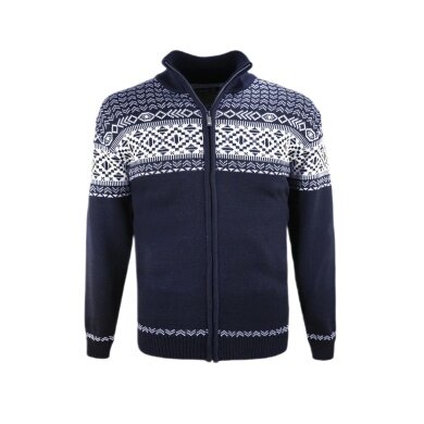 Kama Sweater Pullover 4064 Full Zip (Merinowolle-Mischung) dunkelblau Herren