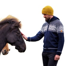 Kama Sweater Pullover 4064 Full Zip (Merinowolle-Mischung) dunkelblau Herren