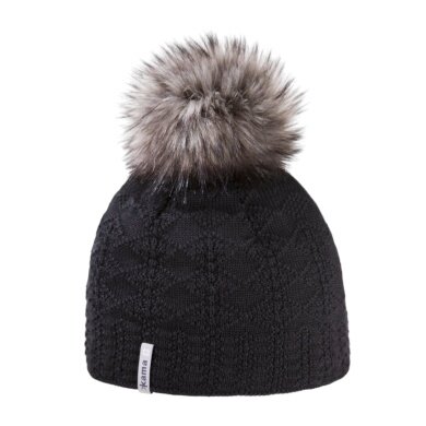 Kama Strickmütze (Bommel) A109 Merino - Damen schwarz - 1 Stück