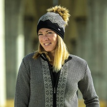 Kama Strickmütze (Bommel) A152 Merino - Damen schwarz/weiss- 1 Stück