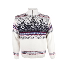 Kama Sweater Pullover 4071 Half Zip mit Nordischen Muster (Merinowolle-Mischung) weiss Herren
