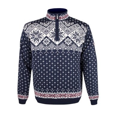 Kama Sweater Pullover 4082 Half Zip mit Nordischen Muster (Merinowolle) navyblau Herren