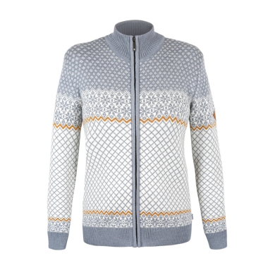 Kama Sweater Pullover 5059 Full Zip (Merinowolle, warm) grau/weiss Damen