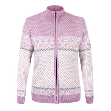 Kama Sweater Pullover 5059 Full Zip (Merinowolle, warm) pink/weiss Damen