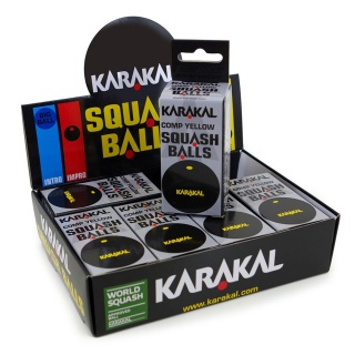 Karakal Squashball (1 gelber Punkt, langsam) schwarz - 2 Stück