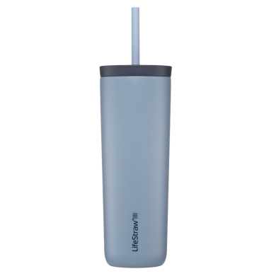 LifeStraw Thermobecher Go Steel Tumbler Isolierter aus Edelstahl, mit Wasserfilter, mit Trinkhalm - iceblau - 500 ml