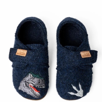 Living Kitzbühel Hausschuhe Klettschuh T-Rex (Schurwolle) nachtblau Jungen (31-35)