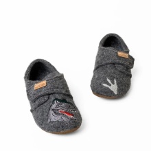 Living Kitzbühel Hausschuhe Klettschuh T-Rex (Schurwolle) grau Jungen (31-35)