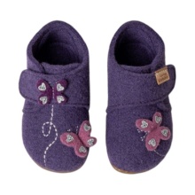 Living Kitzbühel Hausschuhe Klettschuh Sissi Schmetterling (Wolle) Unifarben purple magic Kleinkinder Mädchen (24-26)