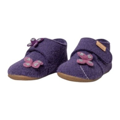 Living Kitzbühel Hausschuhe Klettschuh Sissi Schmetterling (Wolle) Unifarben purple magic Mädchen (27-30)