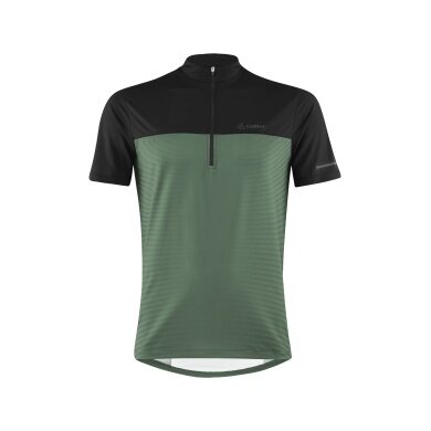 Löffler Fahrrad-Shirt Bike Half-Zip Glow (Zip-Rückentasche, schnelltrocknend) pinegrün/schwarz Herren