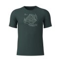 Löffler Wander-/Freizeit Tshirt Printshirt Cottage Merino-Tencel navyblau forestgrün