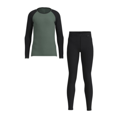 Löffler Funktionsunterwäsche-Set Long CB Transtex® Warm (Langarmshirt und lange Hose) grün/schwarz Kinder