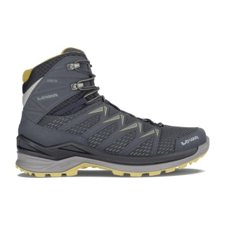 Lowa Wander-Travelschuhe Innox Pro Mid GTX (All-Terrain, Synthetik/Textil, wasserdicht) stahlblau/senfgelb Herren