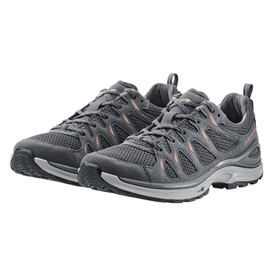 Lowa Wander-Travelschuhe Innox Evo II Low (All-Terrain, Synthetik/Textil) 2025 asphalt/lachs Damen